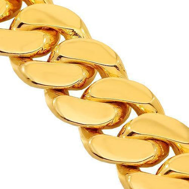 14K Solid Yellow Gold Mens Cuban Link Bracelet 13.5 mm